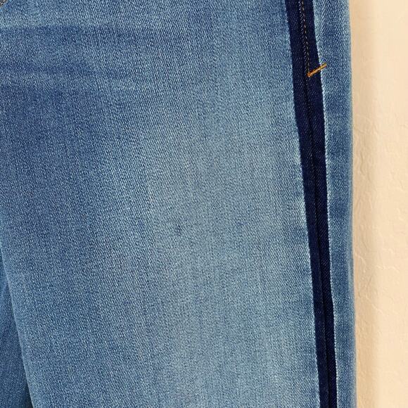 Good American Good Waist Palazzo Crop Wide Leg Jeans Womens Size 6 28 Tux Stripe - Picture 5 of 7